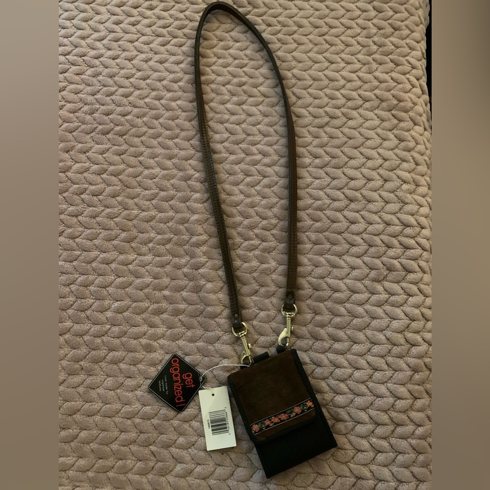 New Holiday Fair Handbags Organizer BAG Leather Crossbody Strap Brown Suede